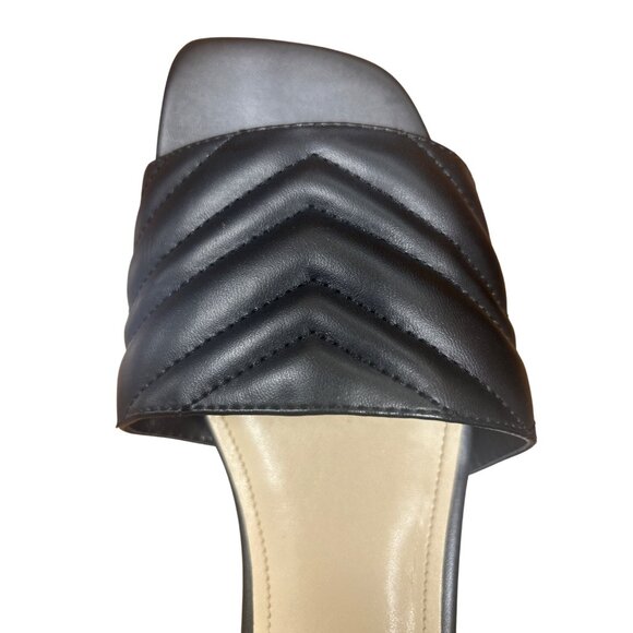 Nine West 7.5M Black Quilted Slide Sandals - Picture 4 of 5